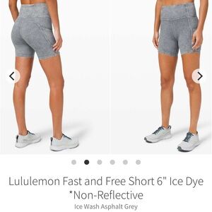 Lululemon Fast and Free Short 6" Ice Dye Ice Wash Asphalt Grey 2020 W7BJGS Sz 4